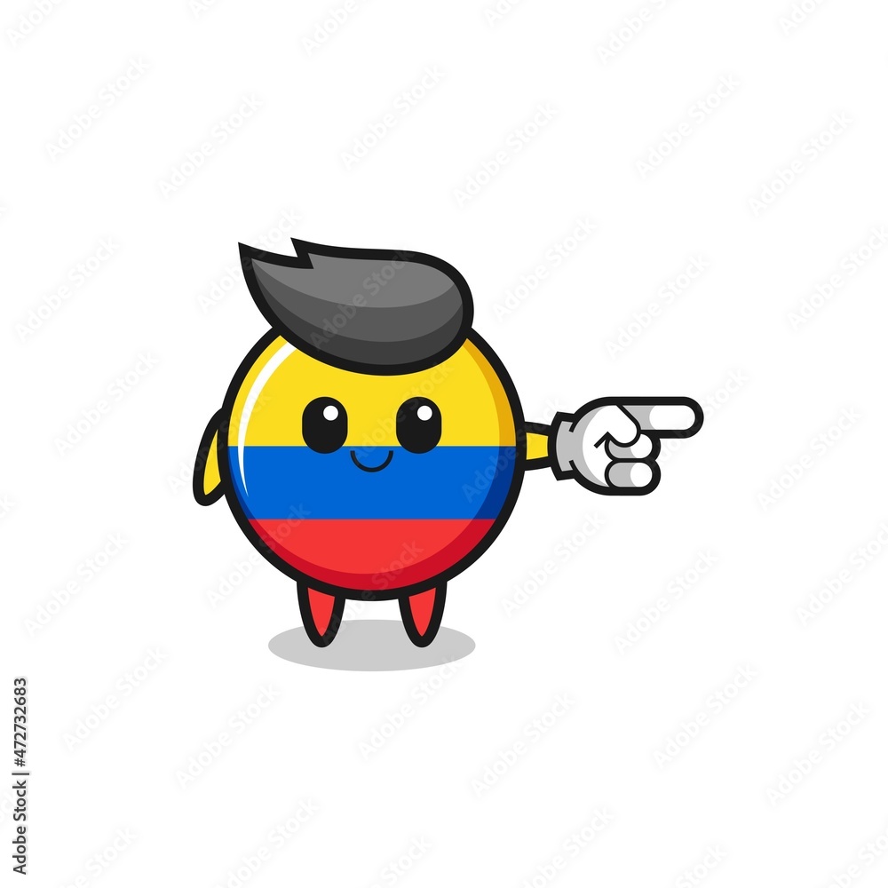 colombia flag mascot with pointing right gesture
