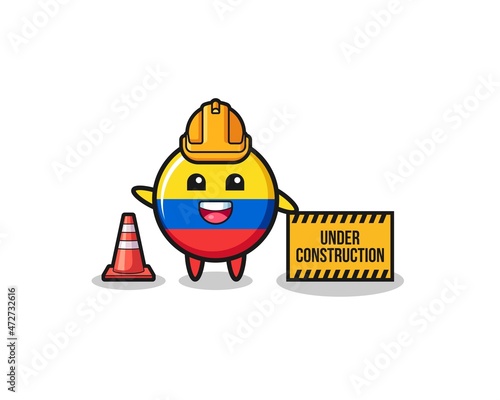 illustration of colombia flag with under construction banner