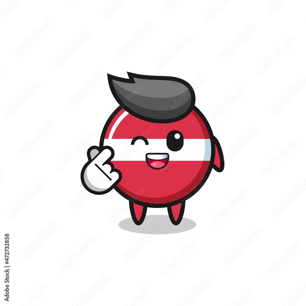 latvia flag character doing Korean finger heart