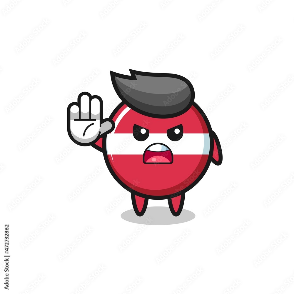 latvia flag character doing stop gesture