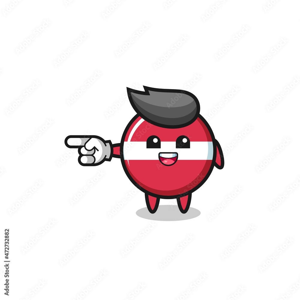 latvia flag cartoon with pointing left gesture latvia flag cartoon with pointing left gesture