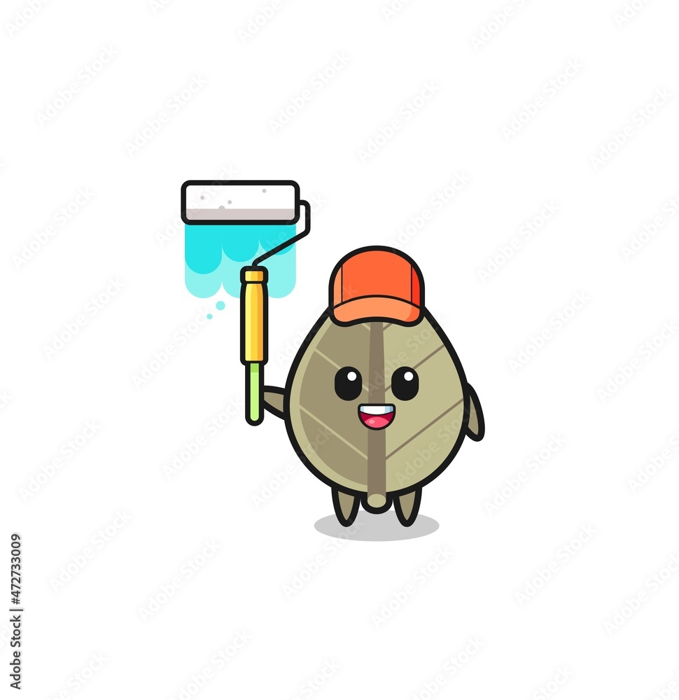 the dried leaf painter mascot with a paint roller the dried leaf painter mascot with a paint roller
