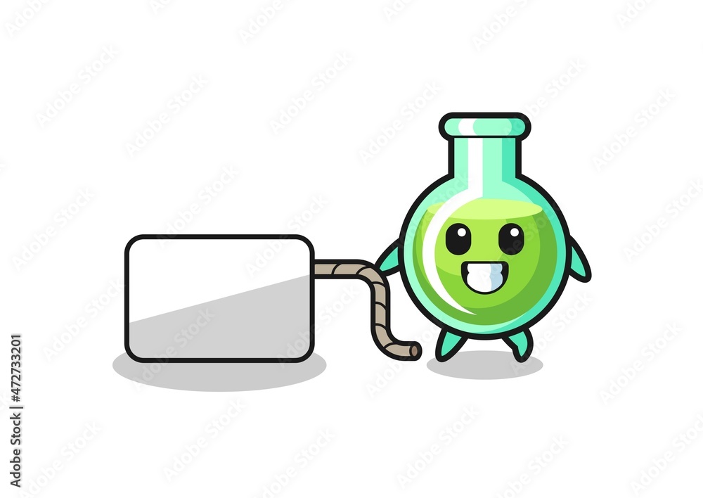 Fototapeta premium lab beakers cartoon is pulling a banner