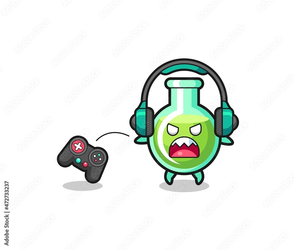 Obraz premium lab beakers gamer mascot is angry