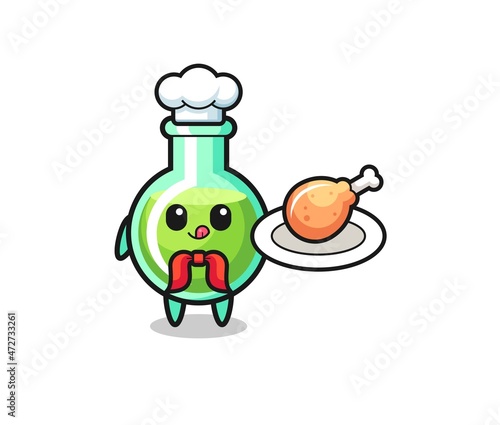lab beakers fried chicken chef cartoon character