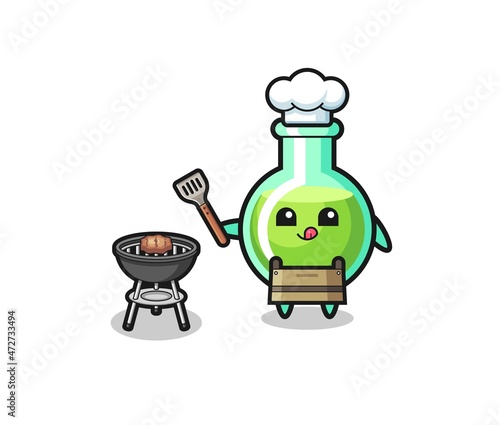 lab beakers barbeque chef with a grill