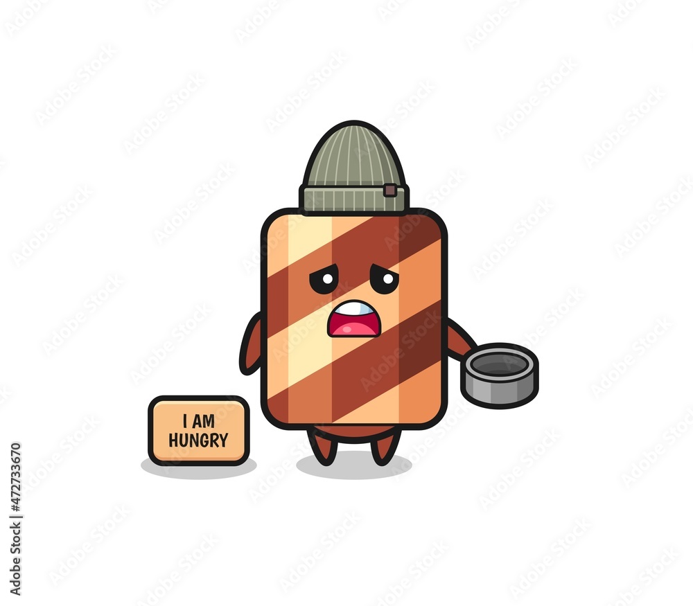 cute wafer roll beggar cartoon character