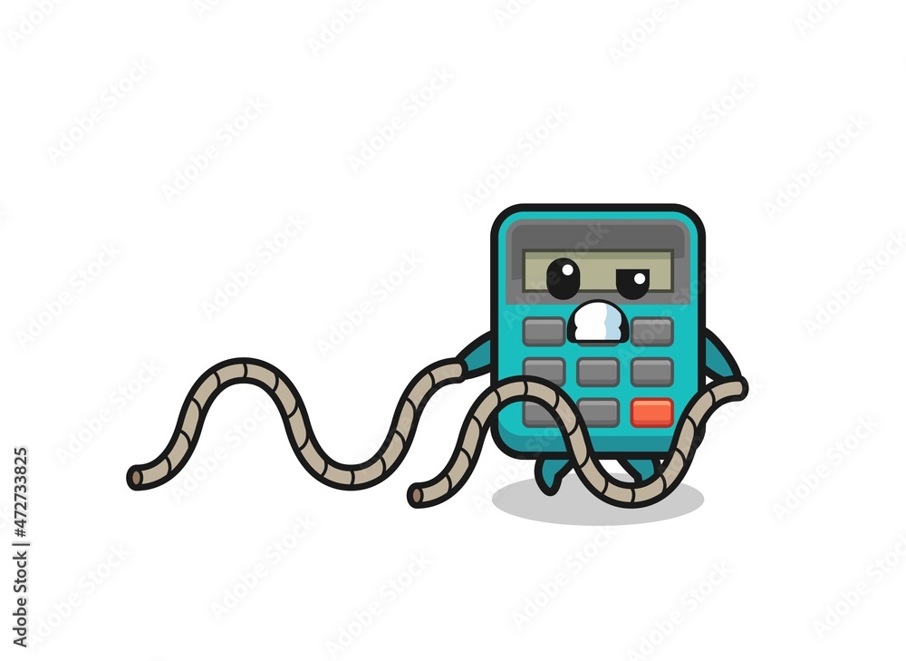 illustration of calculator doing battle rope workout