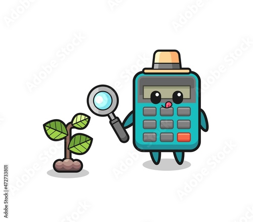 cute calculator herbalist researching a plants