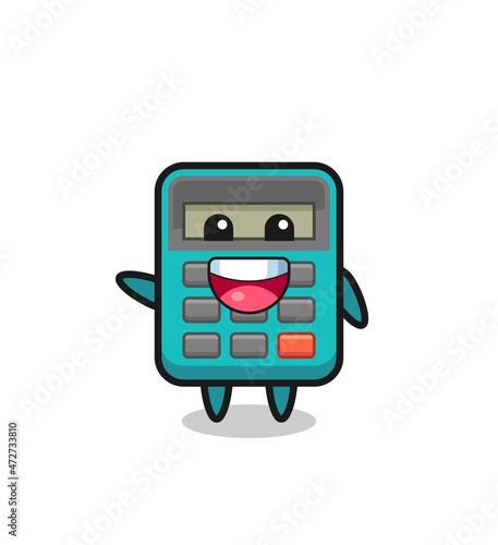 happy calculator cute mascot character