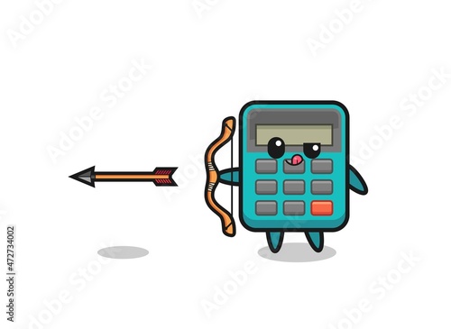 illustration of calculator character doing archery