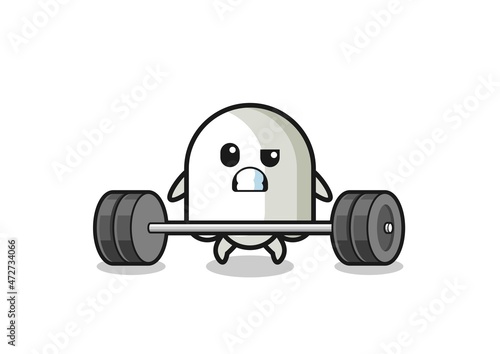 cartoon of ghost lifting a barbell