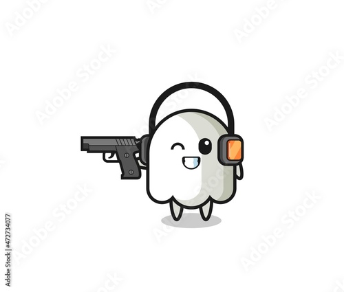 illustration of ghost cartoon doing shooting range