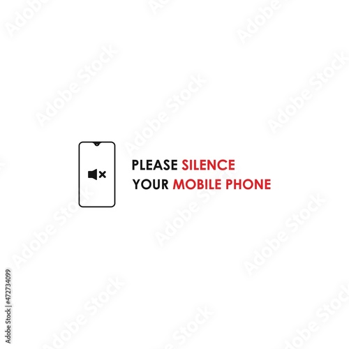 Please silence your mobile phone, vector label or sign