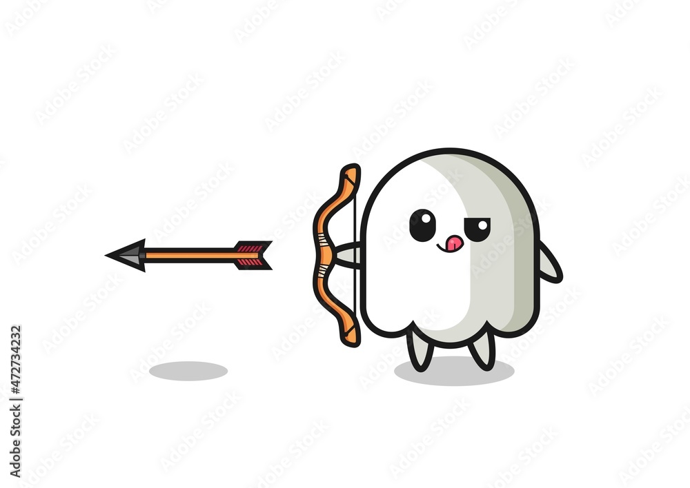 illustration of ghost character doing archery illustration of ghost character doing archery