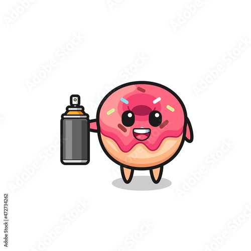 the cute doughnut as a graffiti bomber