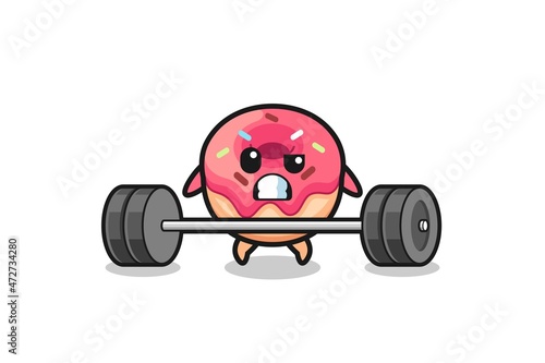 cartoon of doughnut lifting a barbell