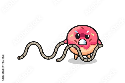 illustration of doughnut doing battle rope workout