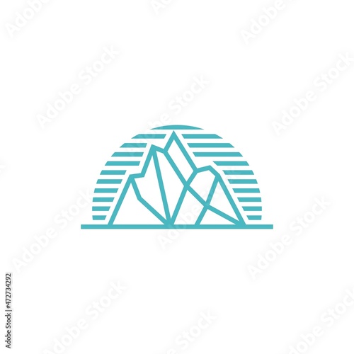 Mountain Iceberg logo design with simple line art style