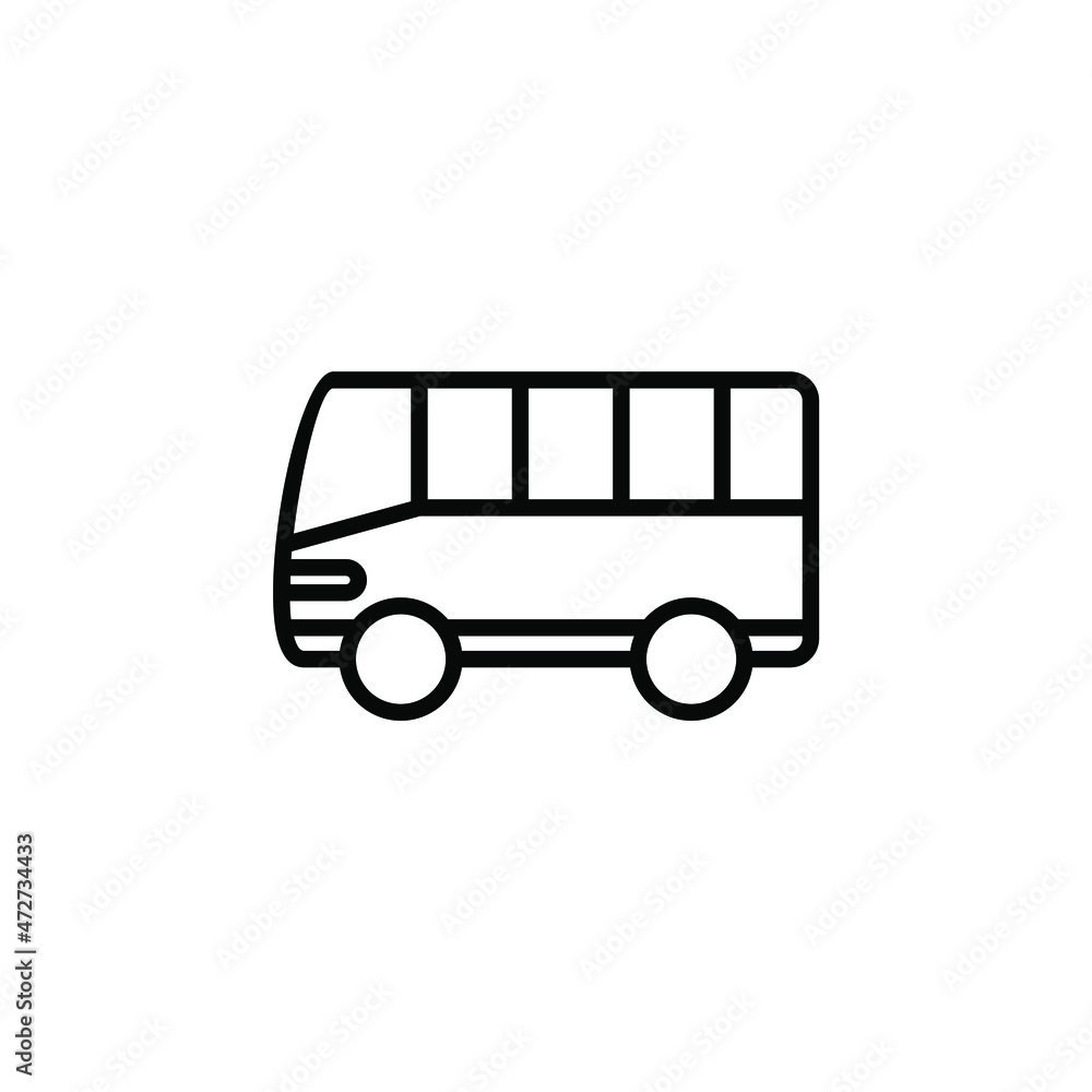 Bus, Public, Transportation Line Icon, Vector, Illustration, Logo Template. Suitable For Many Purposes.