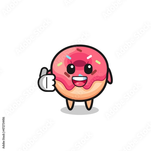 doughnut mascot doing thumbs up gesture