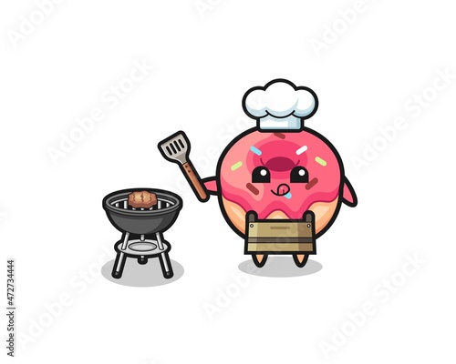 doughnut barbeque chef with a grill