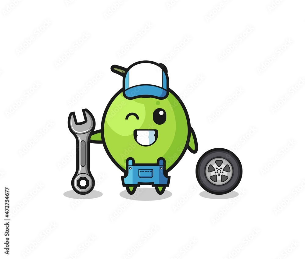 the coconut character as a mechanic mascot