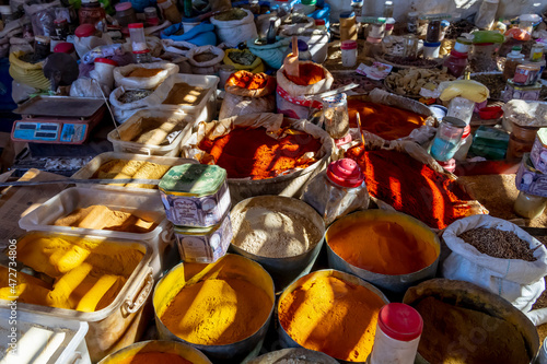 Colorful Moroccan Spices In Rissani, Morocco, Africa