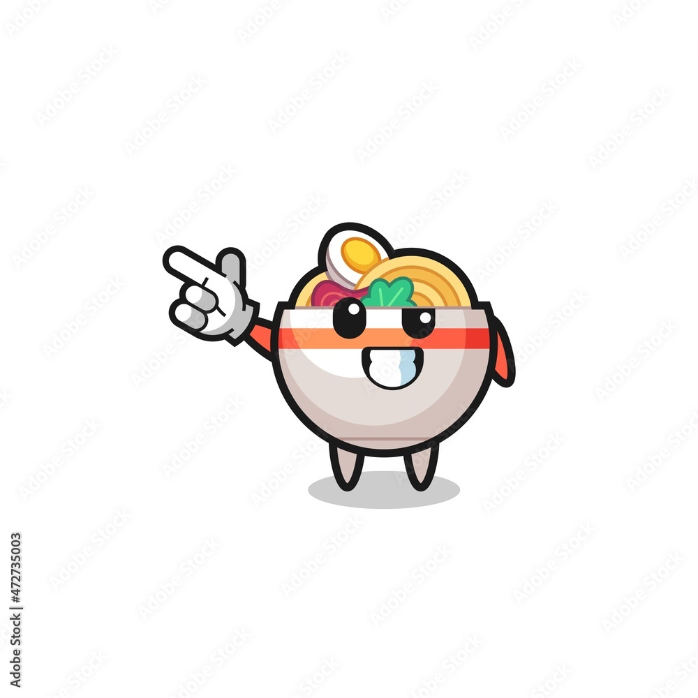 noodle bowl mascot pointing top left noodle bowl mascot pointing top left