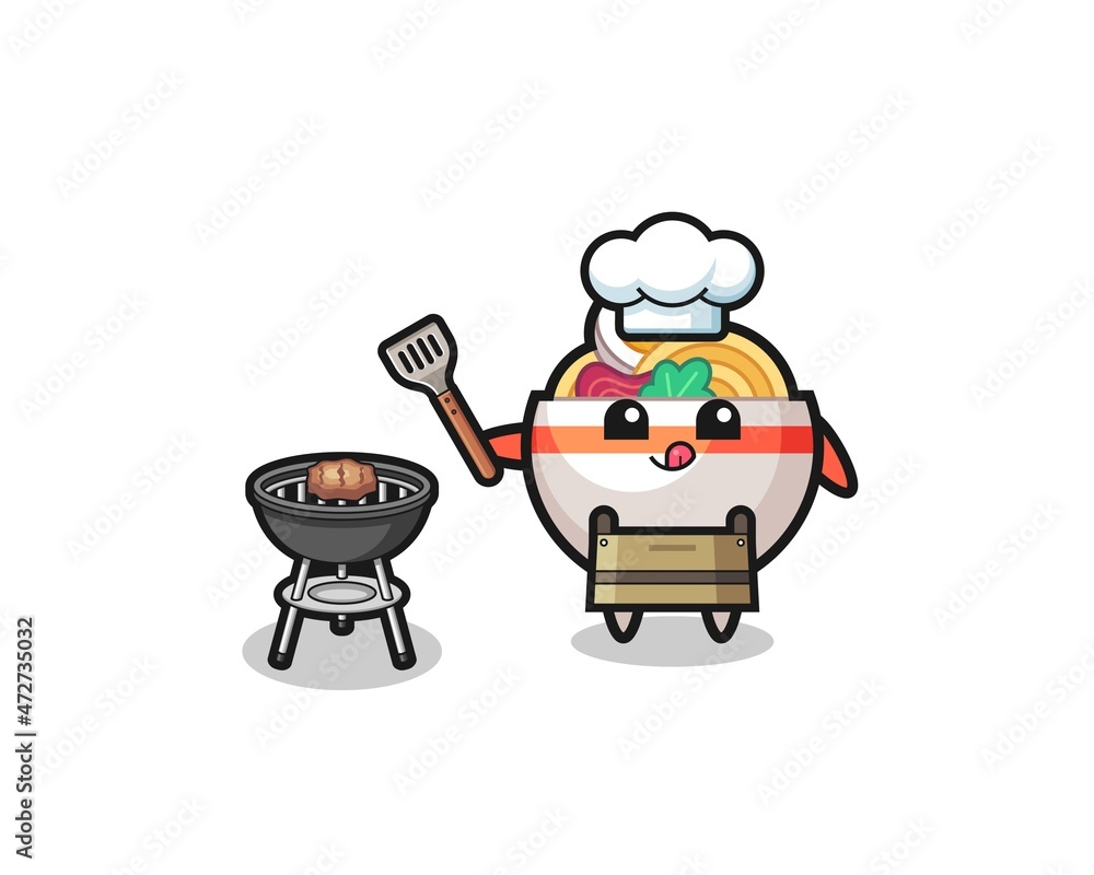 noodle bowl barbeque chef with a grill noodle bowl barbeque chef with a grill