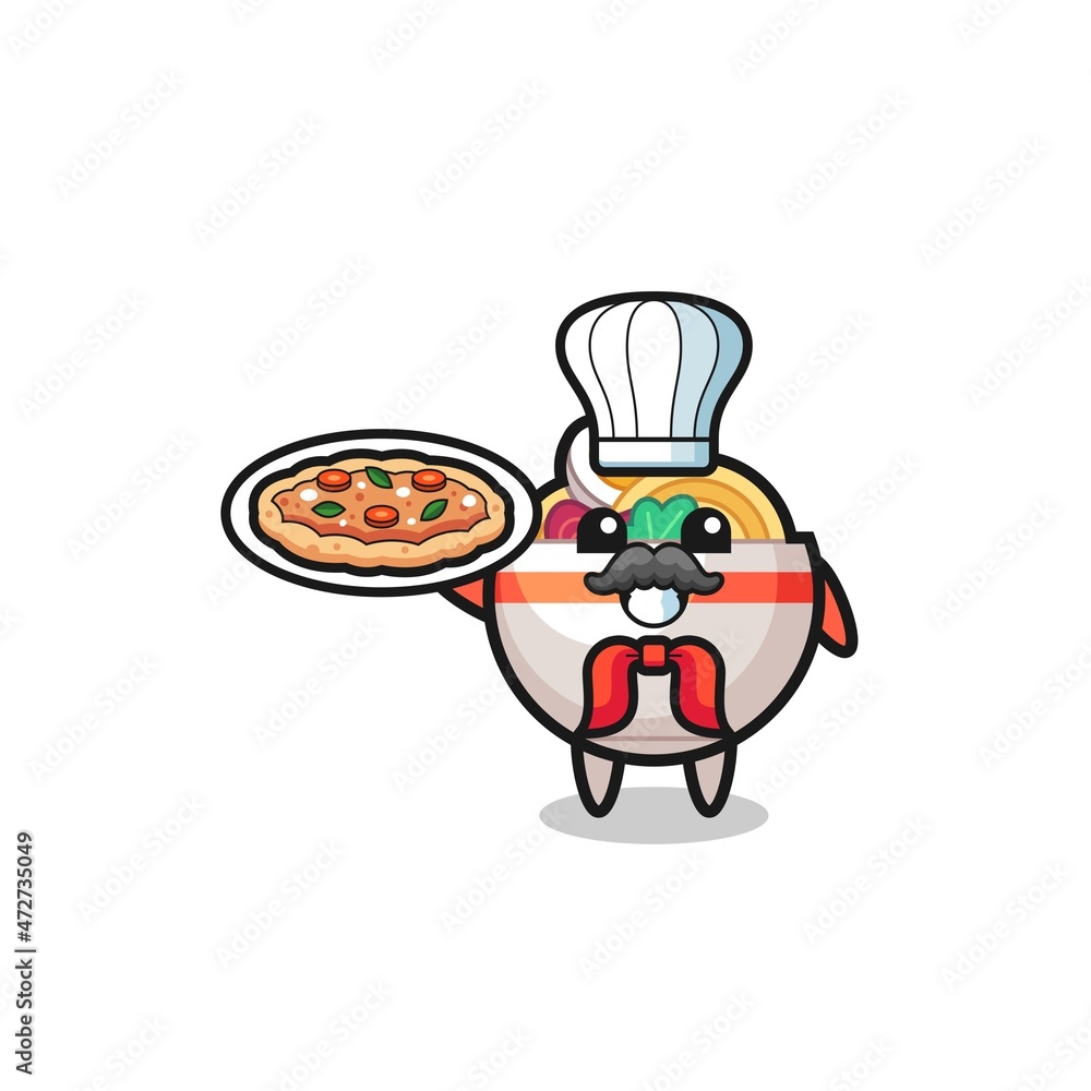 noodle bowl character as Italian chef mascot noodle bowl character as Italian chef mascot