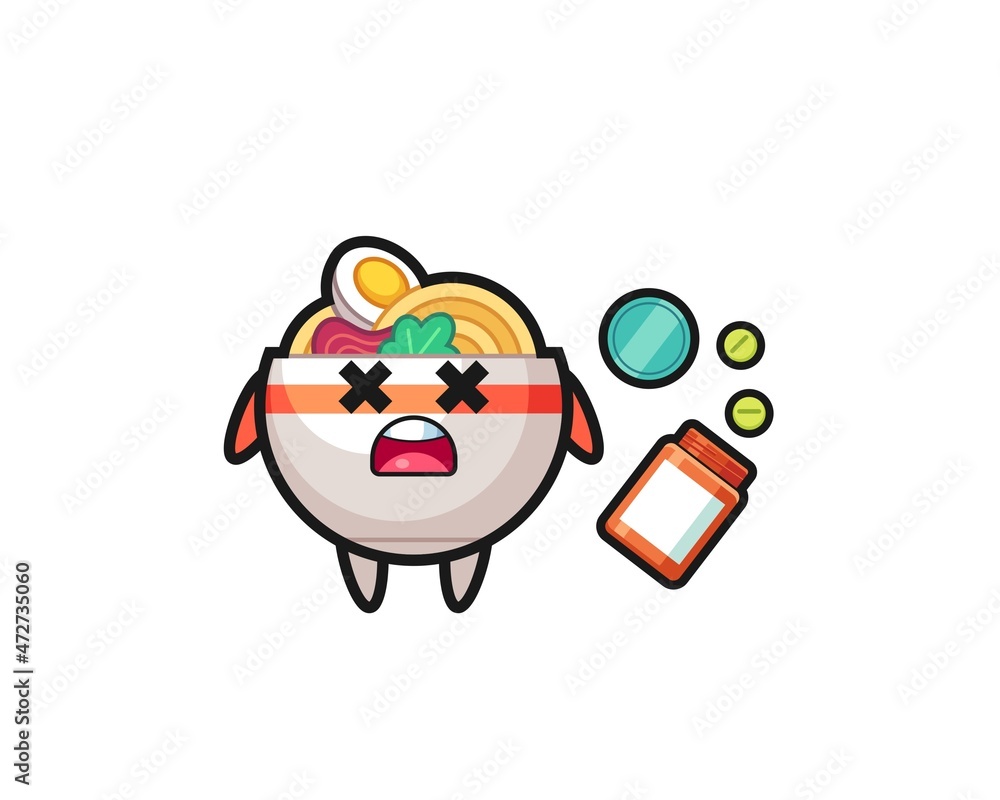 illustration of overdose noodle bowl character illustration of overdose noodle bowl character