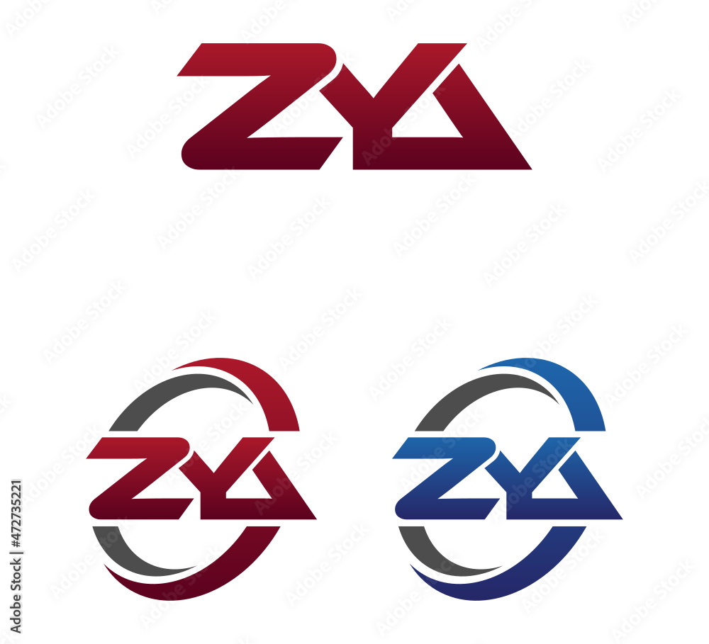 Modern 3 Letters Initial logo Vector Swoosh Red Blue ZYA Modern 3 Letters Initial logo Vector Swoosh Red Blue ZYA