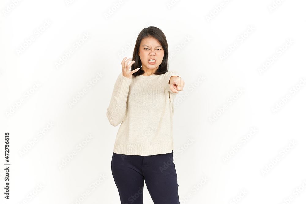 Angry Gesture of Beautiful Asian Woman Isolated On White Background Angry Gesture of Beautiful Asian Woman Isolated On White Background