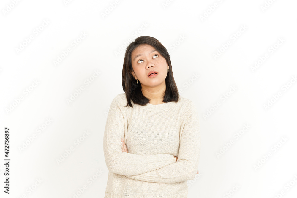 Boring Gesture of Beautiful Asian Woman Isolated On White Background Boring Gesture of Beautiful Asian Woman Isolated On White Background