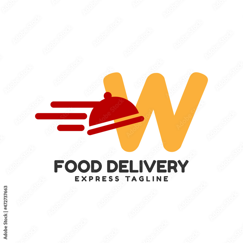 letter W express food delivery vector initial logo design letter W express food delivery vector initial logo design