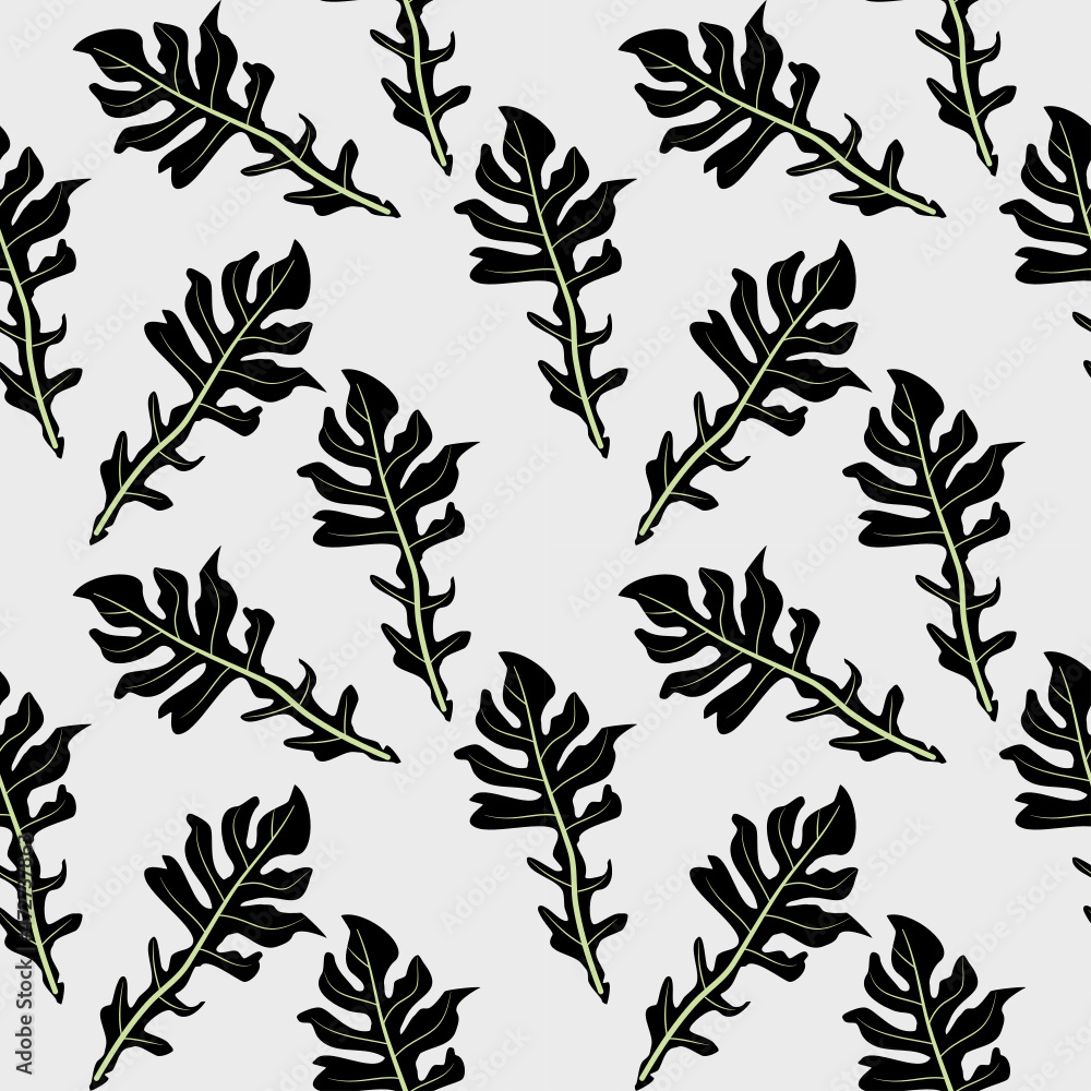 floral and leaf pattern arranged in black and white, yellow, blue and creme background, fabric and wallpaper design concept, postcard, floral and leaf pattern arranged in black and white, yellow, blue and creme background, fabric and wallpaper design concept, postcard,