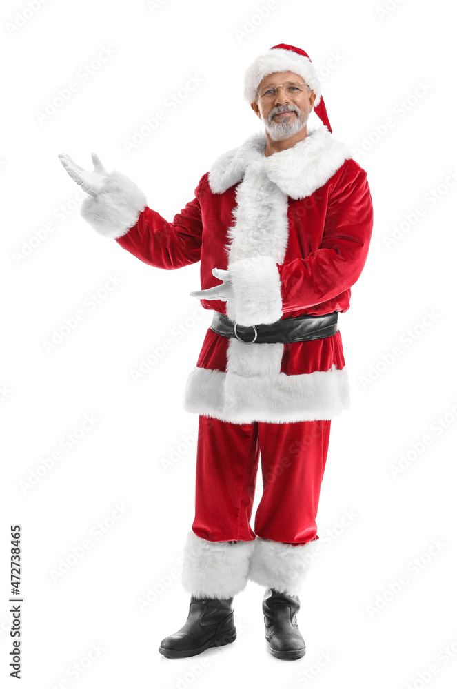 Santa Claus pointing at something on white background Santa Claus pointing at something on white background