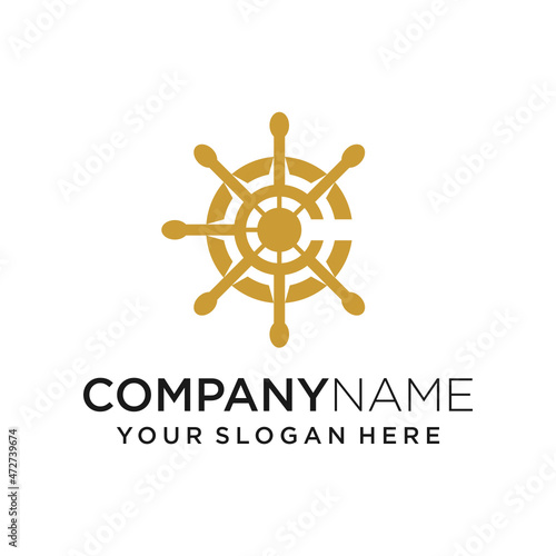letter c negative gear circle compass logo design