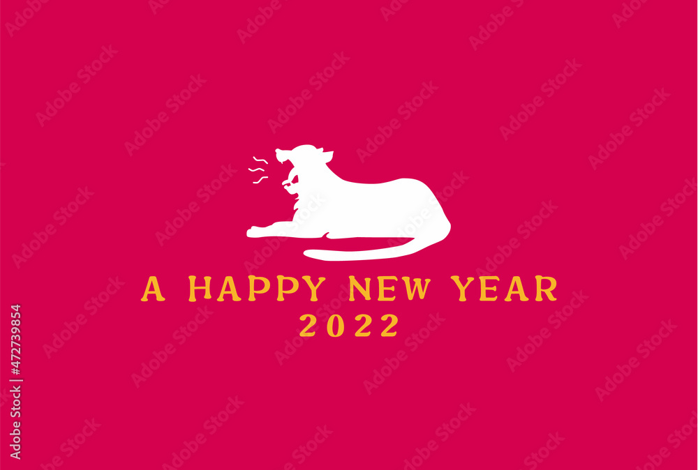 New year card 2022 red　2022年　寅年　年賀状　赤