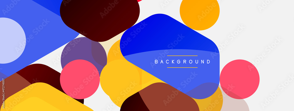 Abstract round geometric shapes and circles background. Trendy techno business template for wallpaper, banner, background or landing Abstract round geometric shapes and circles background. Trendy techno business template for wallpaper, banner, background or landing