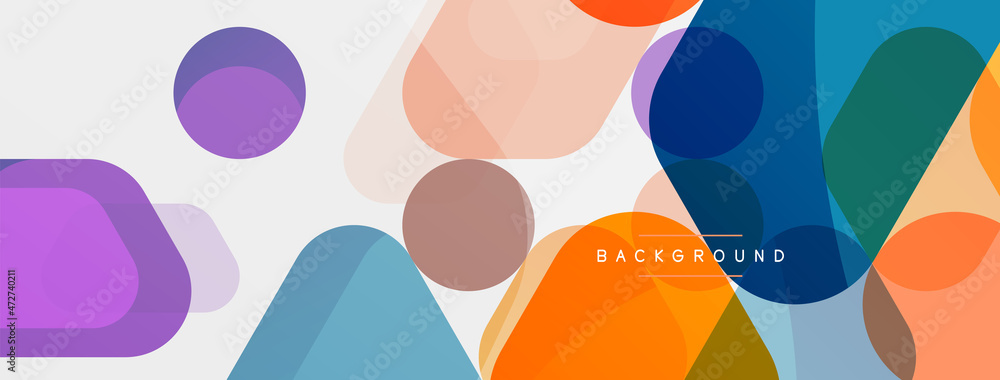 Color bubbles and rounded geometric shapes on white. Vector geometric minimal abstract background for wallpaper, banner, background, landing page Color bubbles and rounded geometric shapes on white. Vector geometric minimal abstract background for wallpaper, banner, background, landing page
