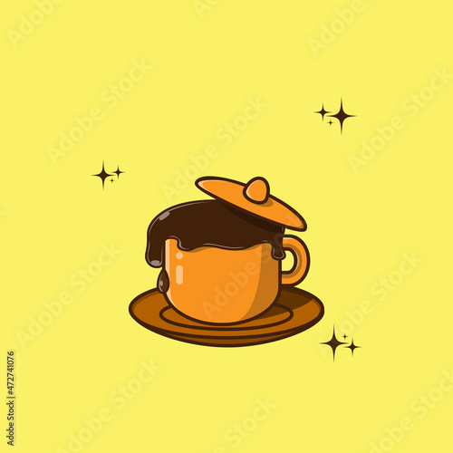 Hot chocolate drink cup vector icon. cute cup logo. isolated backgroundHot tea coffee chocolate drink cup vector icon. cute cup logo. isolated background photo