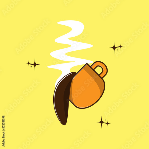 Hot tea coffee chocolate drink cup vector icon. cute cup logo. isolated background
