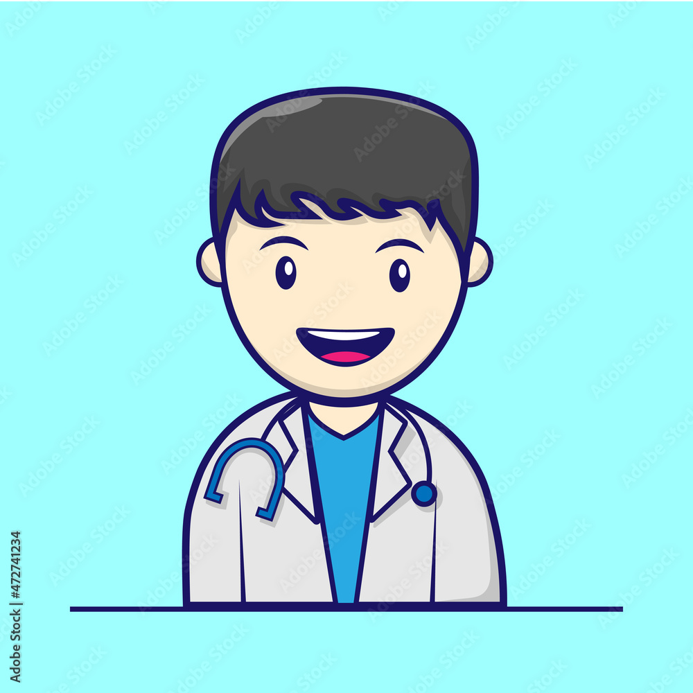 Half body doctor cartoon icon illustration. Healthcare concept isolated premium design. Half body doctor cartoon icon illustration. Healthcare concept isolated premium design.