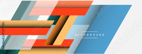 Vector background. Abstract overlapping color lines design with shadow effects. Illustration for wallpaper banner background or landing page