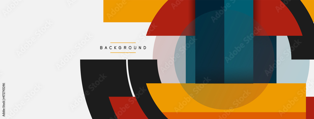 Geometric shapes composition abstract background. Circles lines and rectangles. Vector illustration for wallpaper banner background or landing page Geometric shapes composition abstract background. Circles lines and rectangles. Vector illustration for wallpaper banner background or landing page