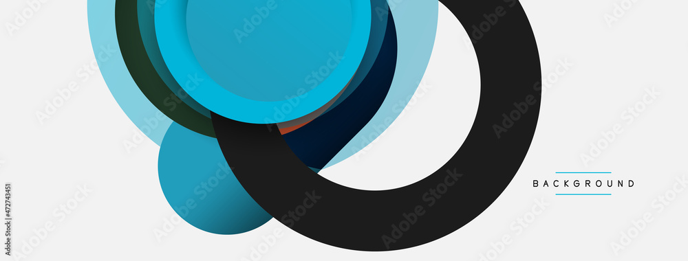 Creative geometric wallpaper. Minimal abstract background. Circles composition vector illustration for wallpaper banner background or landing page Creative geometric wallpaper. Minimal abstract background. Circles composition vector illustration for wallpaper banner background or landing page