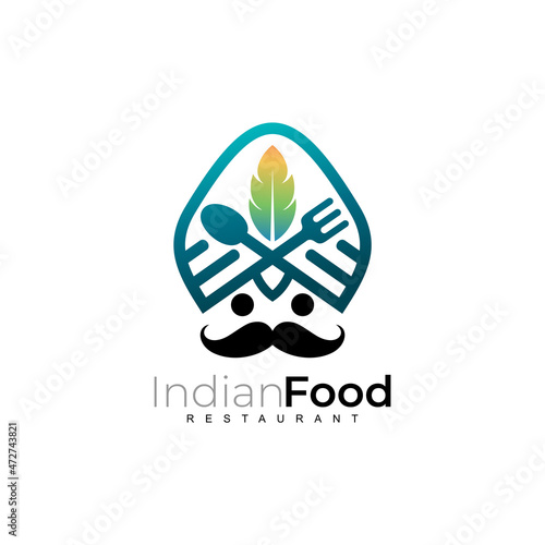 Indian food logo with simple icons, Symbol restaurant logos