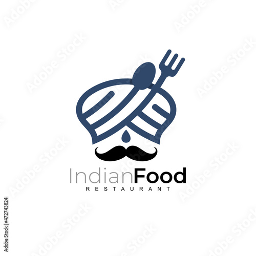 Symbol chef logo with restaurant design vector, indian food icons